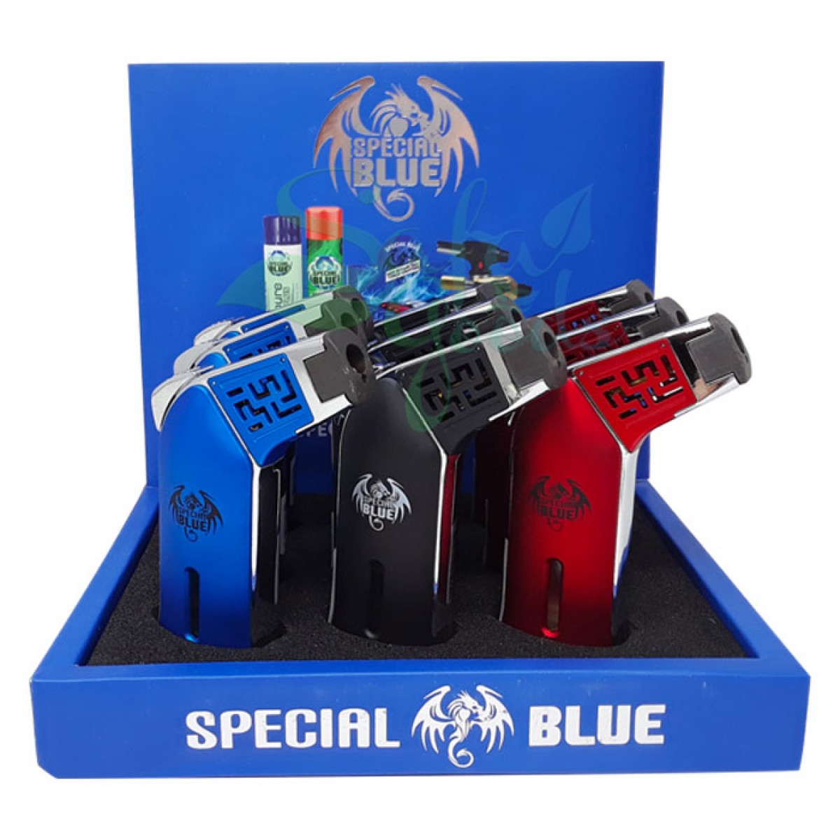 Special Blue - Blue Steel Torch Lighters - 9PC Display